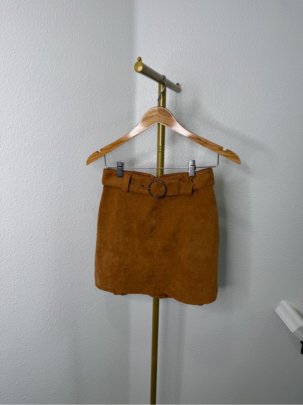 Hollister Faux Suede Belted Mini Skirt Camel Brown Ultra High Rise XS